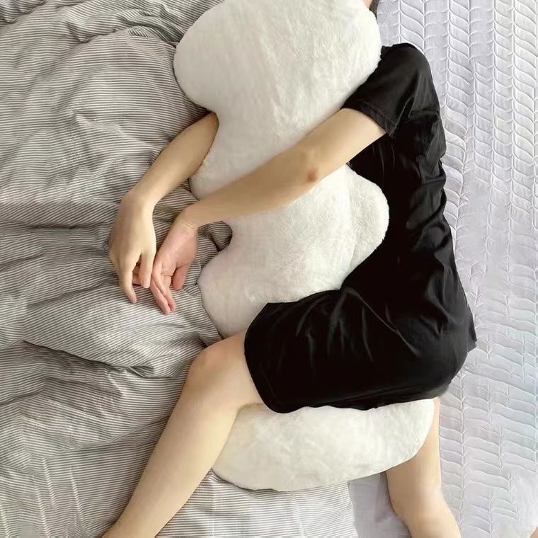 波浪抱枕女生侧睡觉夹腿床头玩手机男友款长条床上毛绒靠枕生日礼