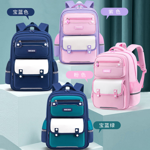 New primary school student schoolbag British style burden-reducing spine protection waterproof lightweight large-capacity children's backpack for grades 1-6