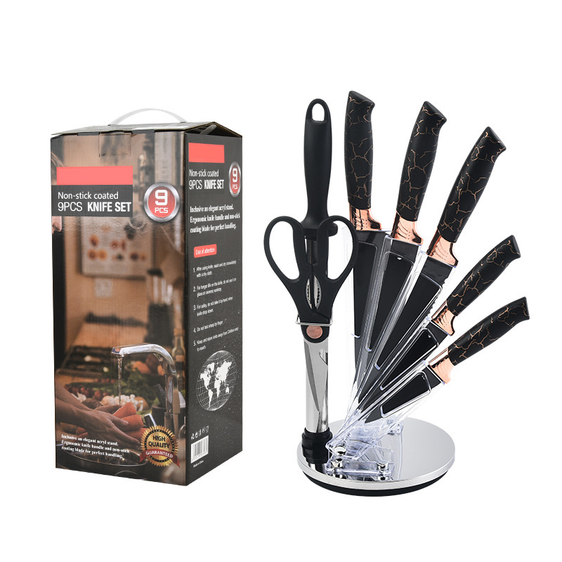 Cuchillo de acero inoxidable de cocina doméstica cuchillo de cocinero cuchillo de frutas cuchillo combinado con base de cuchillo