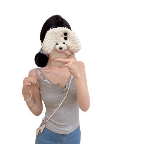 10121 Summer New Half-Sleeve Button Design Versatile Splicing Checkered One-Piece with Bra Cup Comfort Straps