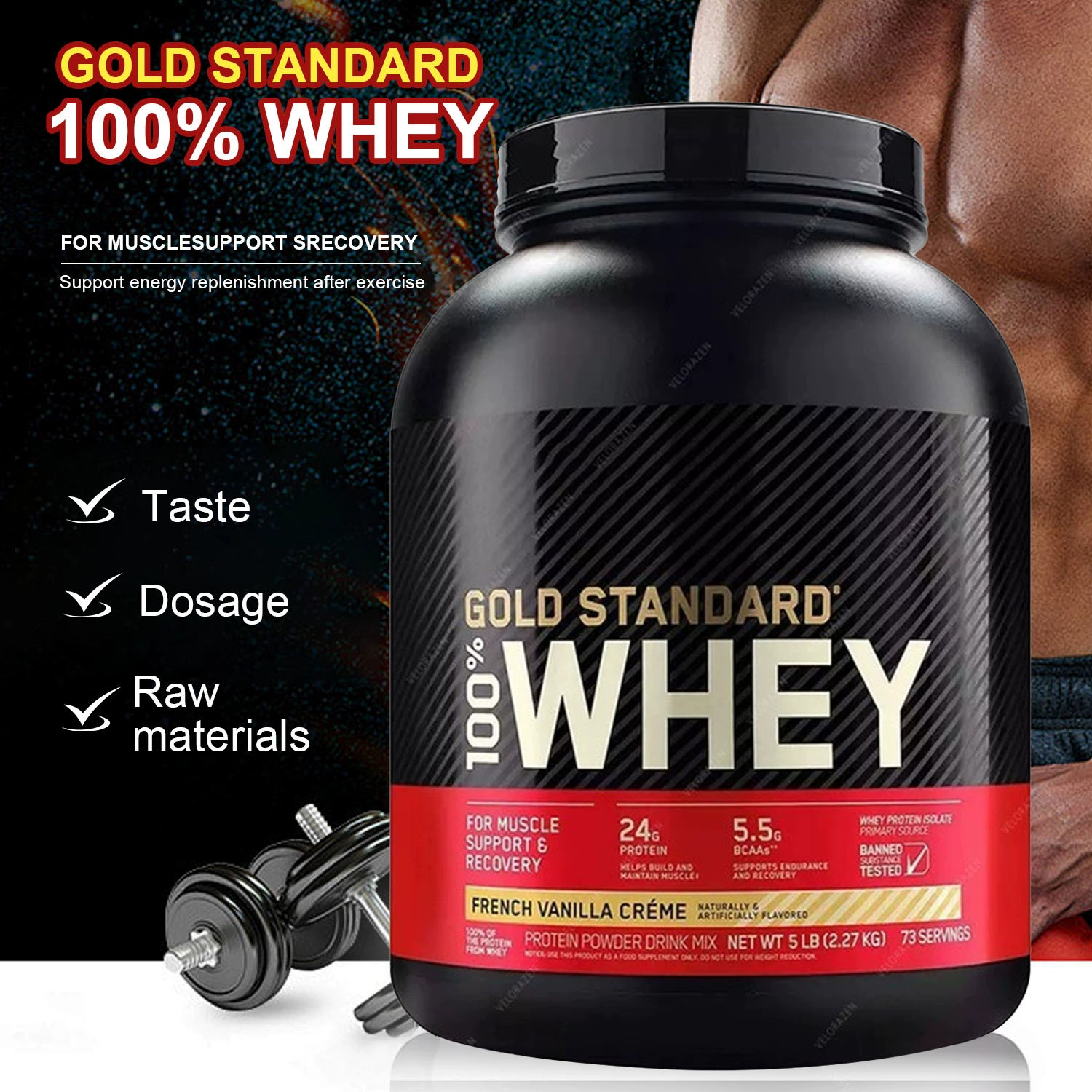 Протеиновый порошок из сыворотки (изолят), 5 фунтов, для внешней торговли, трансграничной торговли, Amazon, с креатином и коллагеном