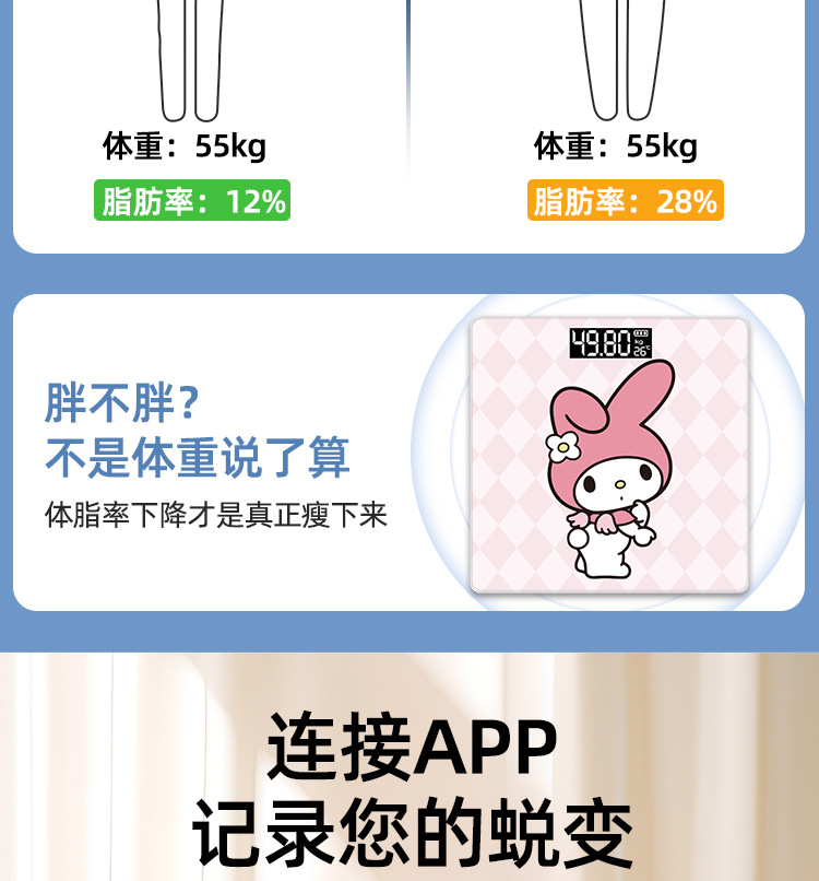 Dropshipping Wholesale Electronics Manufacturer Direct Sales Human Body Weight Scale Cross-border Precision Compact Slim Film Smart Body Fat Meter