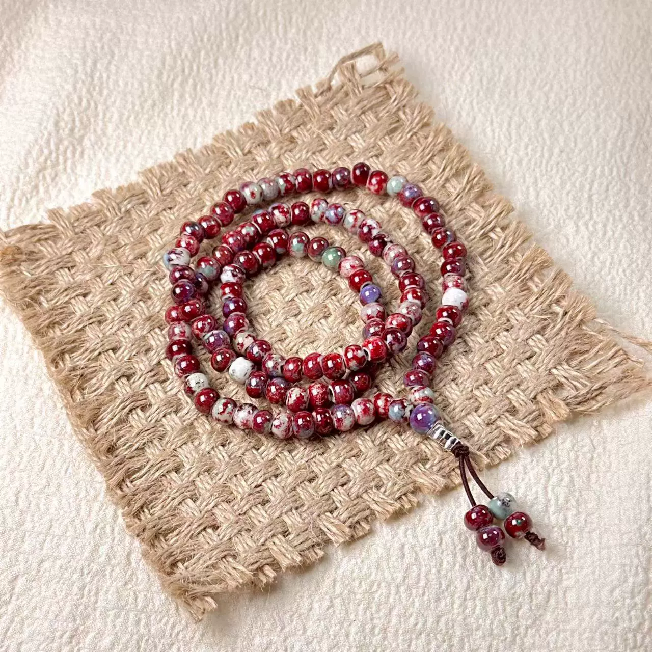 Посуды из Jingdezhen любовь к керамике национальная традиция Ceramic three-ring necklace stack с браслетом 108 бусин однотонная серия
