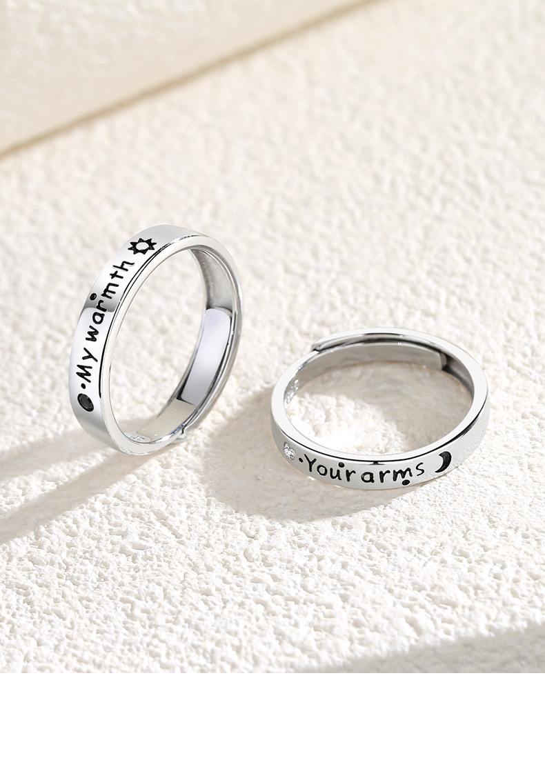 Fashion Sun Letter Sterling Silver Inlay Zircon Rings 1 Piece