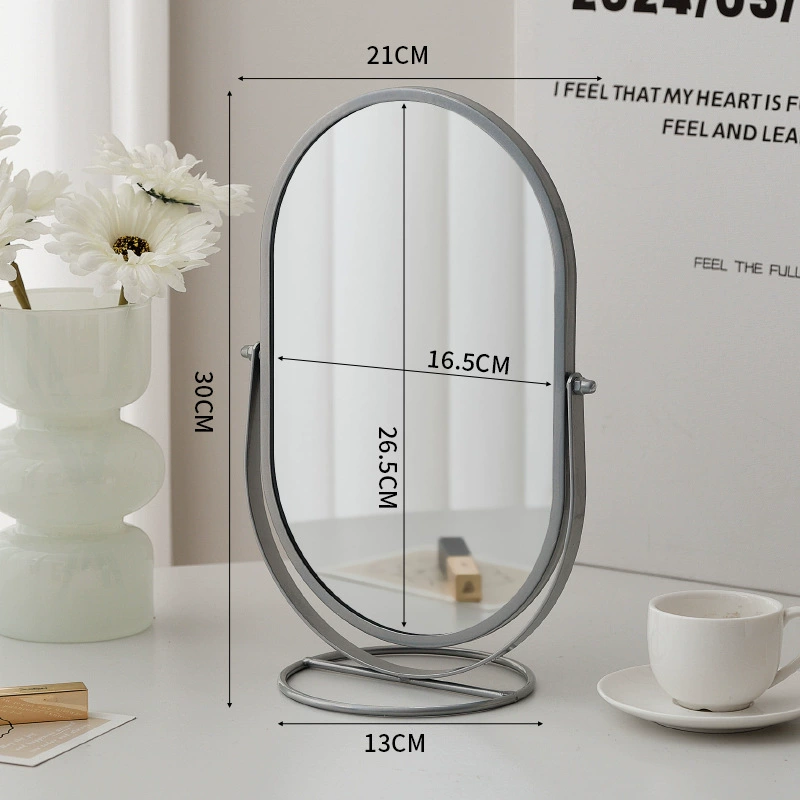 Dressing Table Mirror — Rotatable Oval Desktop Mirror, Silver/Gold/Black, Multiple Sizes
