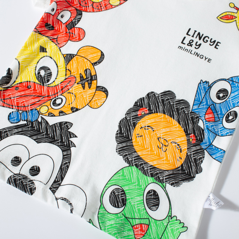 Camisas personalizadas para niños de animales de verano para niños coreanos de mangas cortas bebés lindos ropa infantil impresa al por mayor una muestra