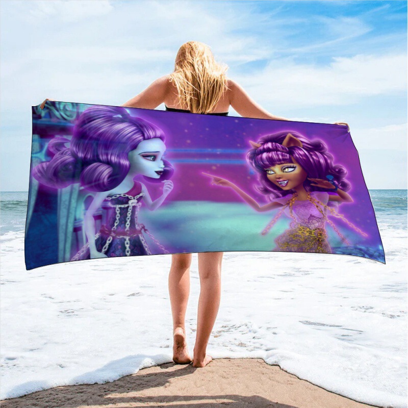 Cross-Border Manufacturer Halloween Monster High Dolls Monster High Dolls Beach Towel Bath Towel Quick Drying