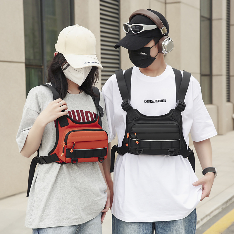 户外防水马甲胸包男女多功能运动旅行摩托机车双肩背包路亚胸前包