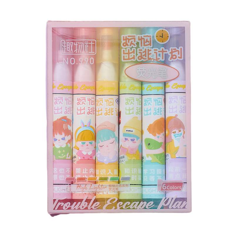 Bolígrafo de marcado lindo de dibujos animados de Ins bolígrafo de cuenta manual de alto valor lápiz de marcado clave de color bolígrafo de marcado para estudiantes