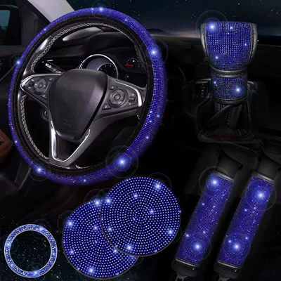 Seat Belt Cover Multi-Piece Coaster | Steering wheel cover - dark-blue-38cm