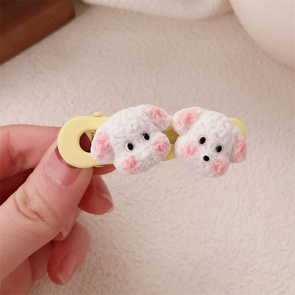 C6208 white puppy hair clip