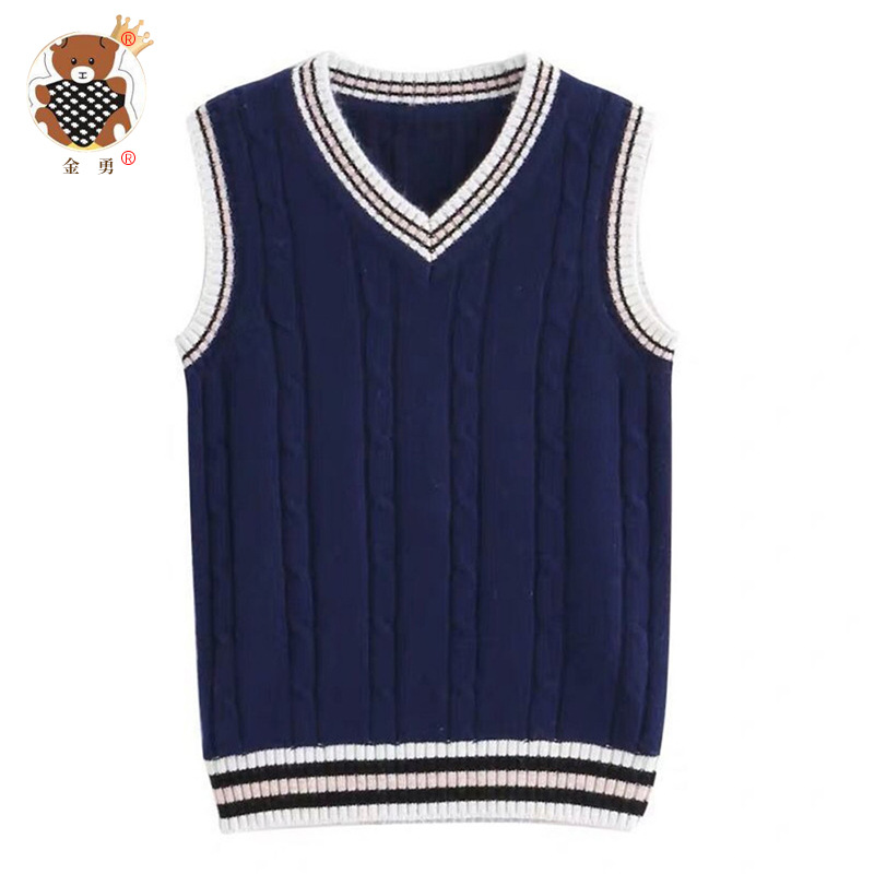 Entrega de una pieza [Jin Yong] Chaleco de algodón para niños lana de punto que toca fondo Uniforme escolar universitario chaleco para niños