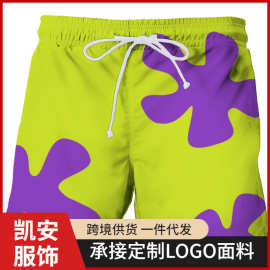 外贸亚马逊派大星同款3d数码印花沙滩裤男款短裤男女同款