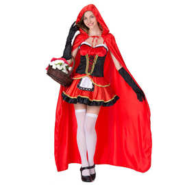 常北服饰万圣节派对cosplay服装 角色扮演狼外婆红色连衣裙