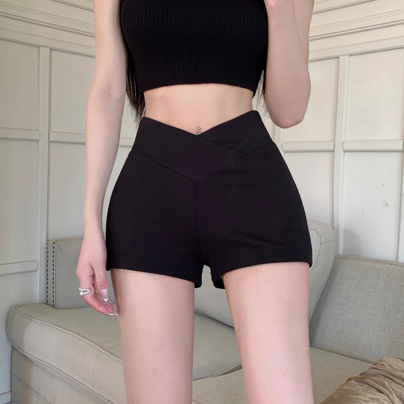 Black Sports High Waist Yoga Shorts Women's Summer Hot Girl Outer Wear Slim Tight Hip Khaki Hot Pants