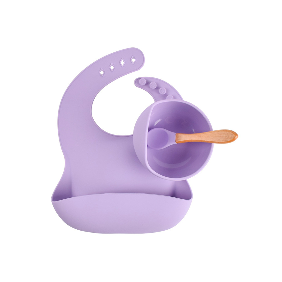 Vajilla para niños Bebé de silicona para comer Bebé de silicona Suplemento de alimentos Tazón de tenedor Juego de cucharas Suplemento de alimentos para bebés Vajilla de tres piezas