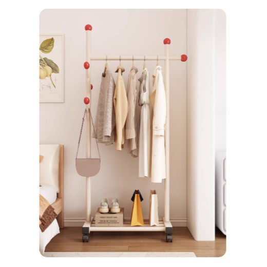 Clothes Rack Floor-Standing Vertical Cream Floor-Standing Vertical Household Removable Bedroom Dormitory Balcony Simple Coat Rack