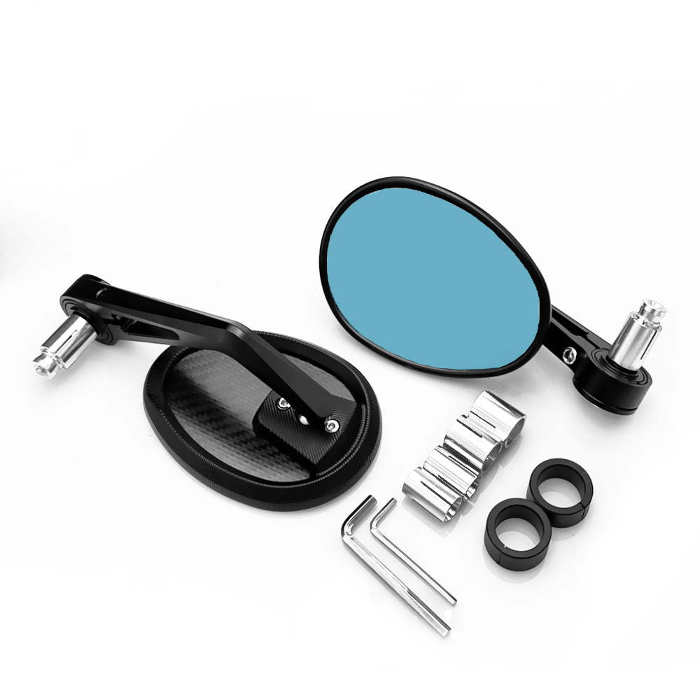 Transfronterizo exclusivo EMARK motocicleta manija ovalada transformación anti-deslumbramiento azul espejo retrovisor decorado CNC
