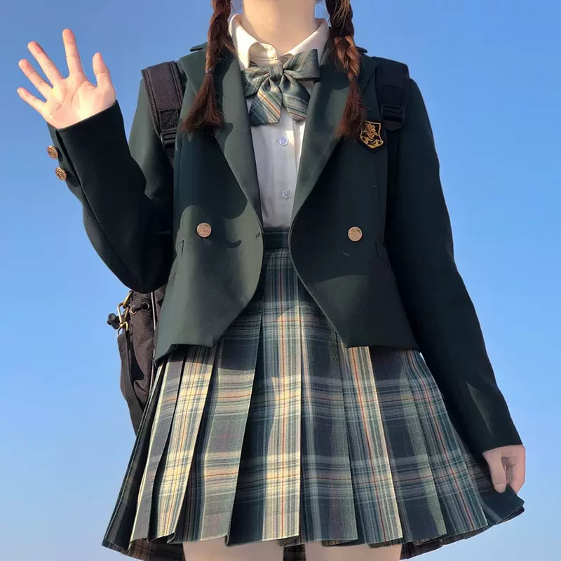 基础款JK制服西服套装校供感一粒扣小西装外套女学生短款校服班服