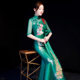 2022 new mid-sleeve fishtail dress model Chinese stand collar catwalk cheongsam annual meeting host performance dress slim