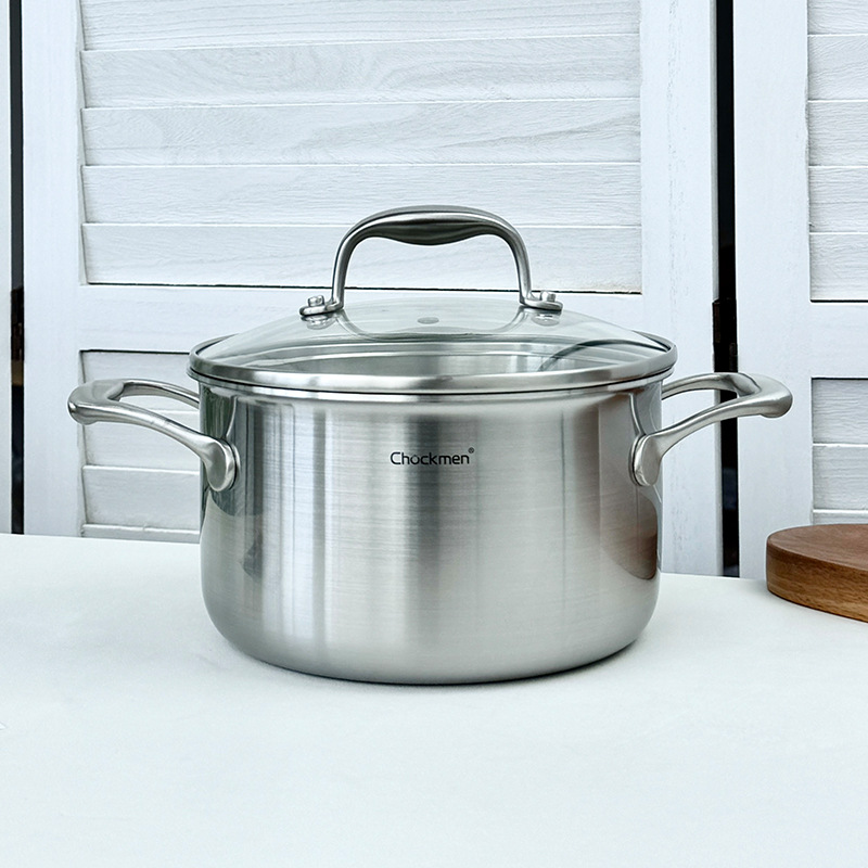 Chockmen Zhuo Deming 18 / 10 acero inoxidable doble oreja olla de leche, olla de fideos, olla de desayuno, olla de cocina
