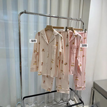 日系GP纯Y秋冬甜美晚安小熊睡衣女棉感卡通印花家居服套装H011309