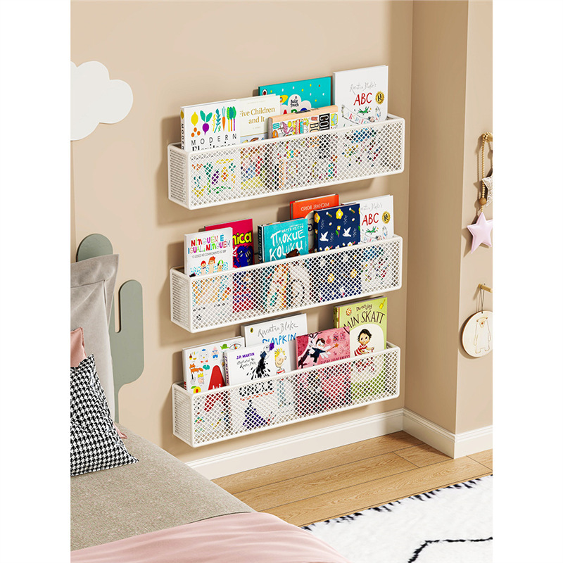 絵本収納ラック、子供用本棚、壁掛け式シンプルディスプレイラック、ドア後ろの本の壁面パンチフリー収納ラック|undefined