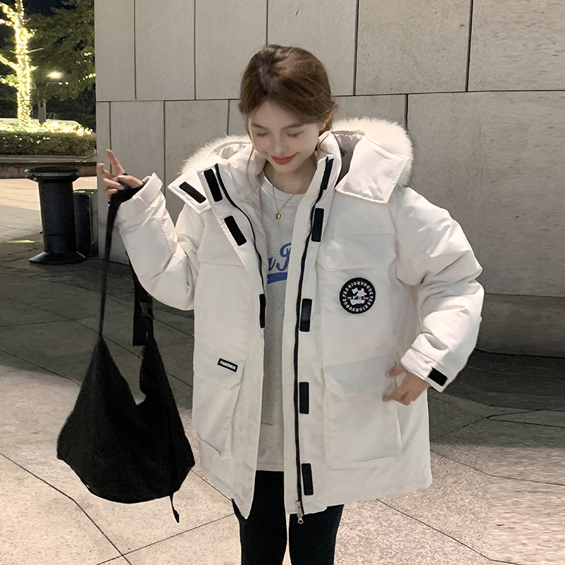 Algodón de pluma para mujeres 2023 nuevo invierno engrosado chaqueta de algodón con capuzas para mujeres coreanas sueltas chaqueta de algodón de trabajo image 3