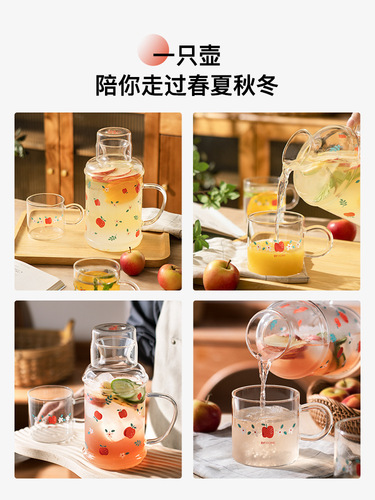 Wholesale glass cold kettle set, large capacity, household cold kettle, high temperature resistant, high-looking, cool white kettle for tea making