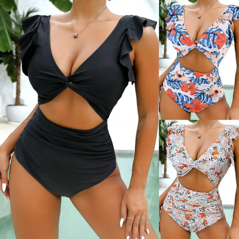 Amazon Foreign Trade Pregnant Women's Swimsuit Women's 2024 New Fashion Solid Color Loose Short Sleeve Belly Covering Swimsuit
