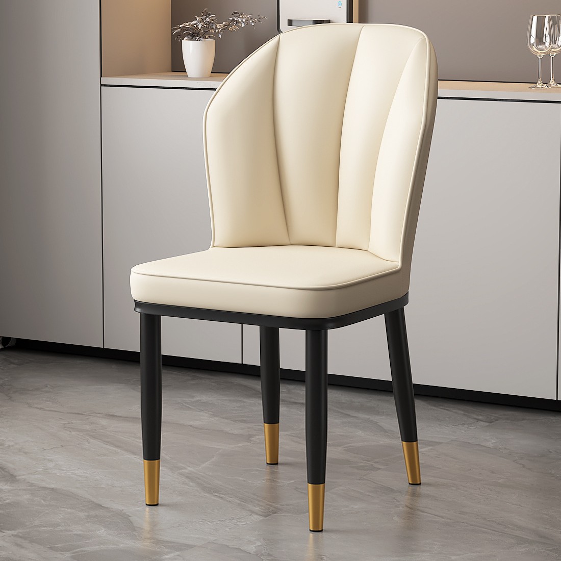 밀키 화이트 골드 다리 [라이트 럭셔리 스타일] 빵 의자 업그레이드 및 강화 버전