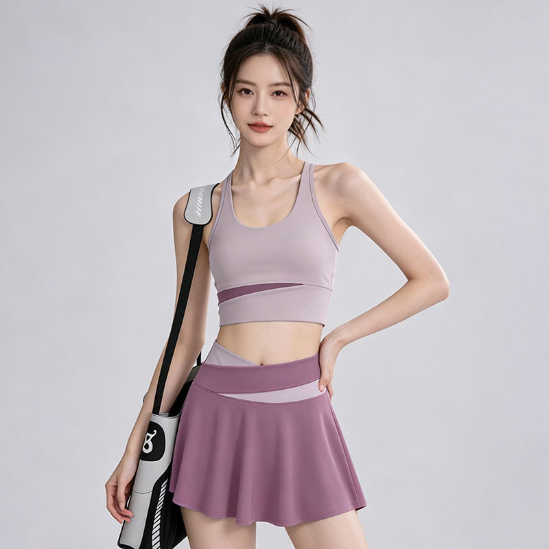 Cross-Waist Double-Layer Anti-Exposure Yoga Set for Women, Beautiful Back Racerback Tank Top, Petite Size, High Elasticity, Quick-Dry Fitness Clothing for Summer Cross-Waist Double-Layer Anti-Exposure Yoga Set for Women, Beautiful Back Racerback Tank Top, Petite Size, High Elasticity, Quick-Dry Fitness Clothing for Summer