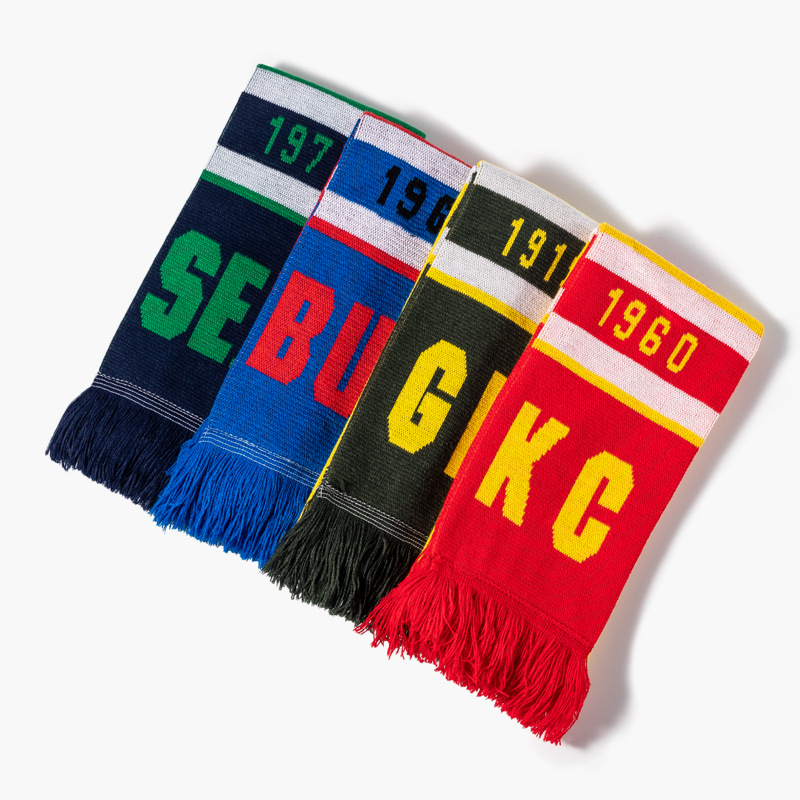 Tejido bufandas 2023 Copa del Mundo bufandas de fans logotipo jacquard ribbon bufandas de fútbol de la Copa de Europa personalizadas
