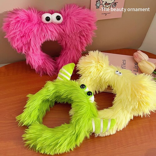 Funny little monster plush Sullivan headband female cute ugly doll high head pressure hairpin face wash headband hair bundle