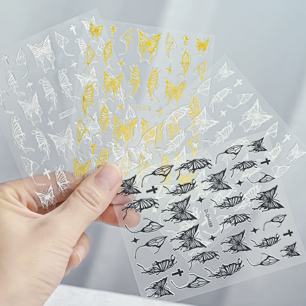 Трансграничная жидкая бабочка маникюрная наклейка 6 мешков opp набор простой сладкий клей для ногтей 3D патч для украшения ногтей