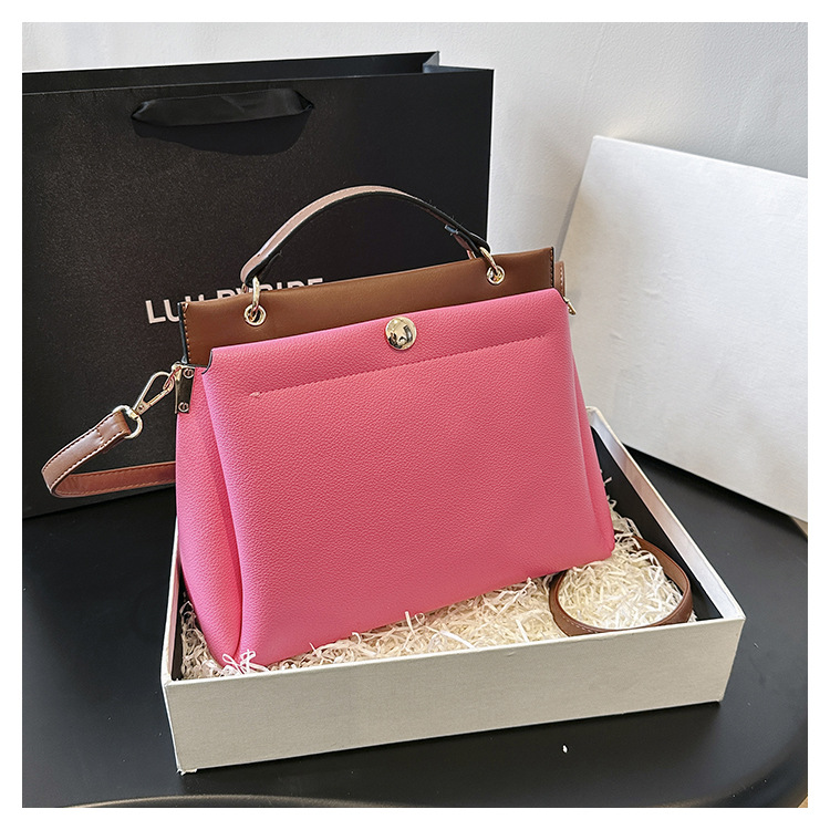 Foreign trade commuter women's bag 2024 spring and summer new contrast color handbag single shoulder crossbody women's bag large capacity women's bag_voghion.com