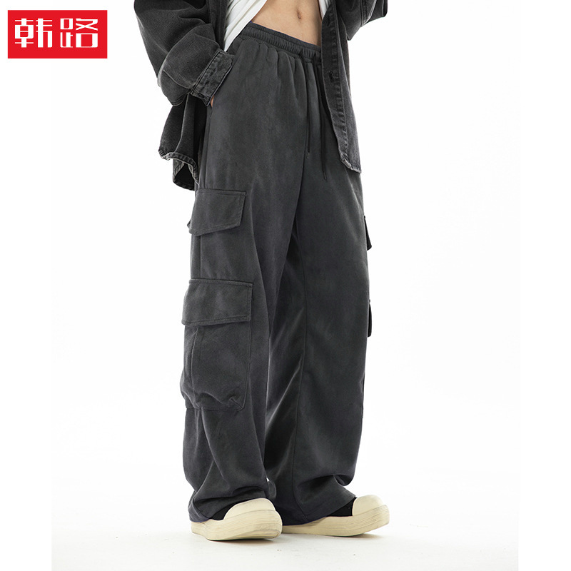 Velvet three dimensional casual trousers
