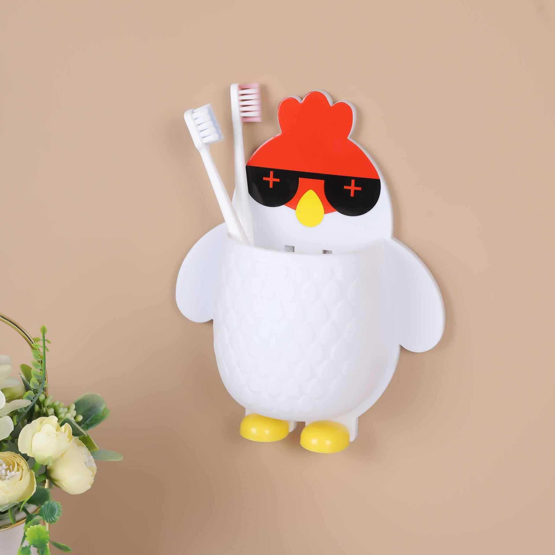 New Cross-Border Cute Chick Storage Rack for Bathroom, Toothbrush, Cosmetics, Wall-Mounted, Bedside Storage and Organization