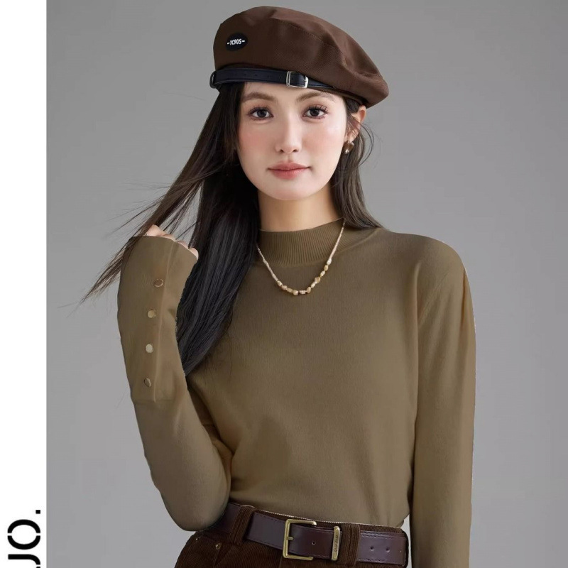 时尚洋气设计感长袖针织衫女2025春秋新款百搭显瘦打底短袖上衣|undefined