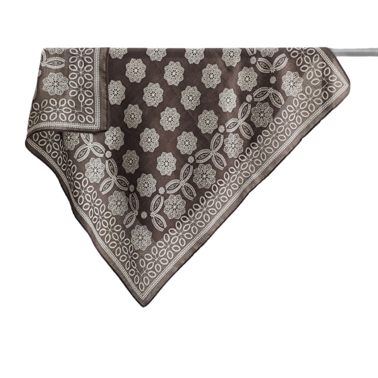 Color frío color café geométrico 68 decoración de bufanda cuadrada pequeña con camisa bufanda de seda de cintura para mujer bufanda de cuello de aire acondicionado de primavera y verano