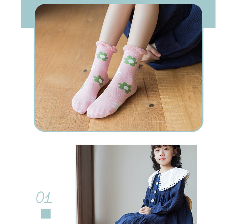 Children's Lace Fruit Color Combed Cotton Tube Socks 5 Pairs Wholesale Nihaojewelry display picture 2