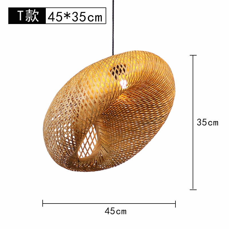 Lámpara de araña tejida de bambú Restaurante chino Lámpara de salón de té de linterna de bambú Restaurante japonés Sombrero de paja Lámpara de araña tejida de ratán B & B