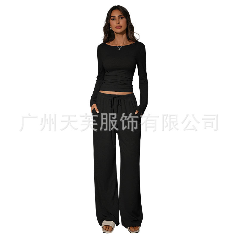 K26ST8124跨境卡戴珊爆款修身舒适宽松长裤休闲时尚套装长袖2件套|undefined