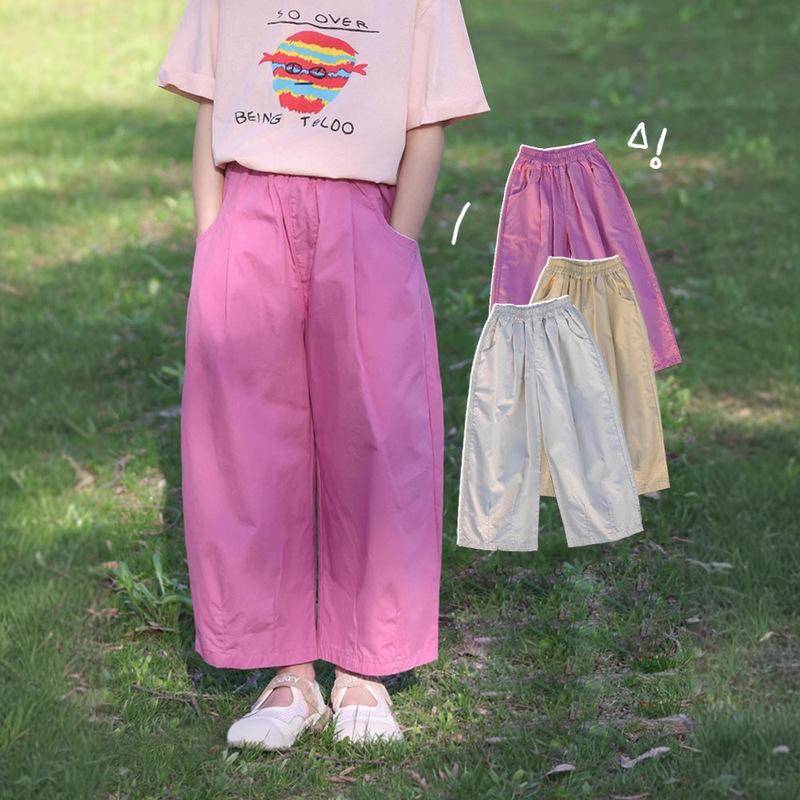 女の子カジュアルパンツ 2025 夏薄い新しい子供の多用途ワイドレッグパンツ防蚊パンツ女の赤ちゃんルーズズボン|undefined