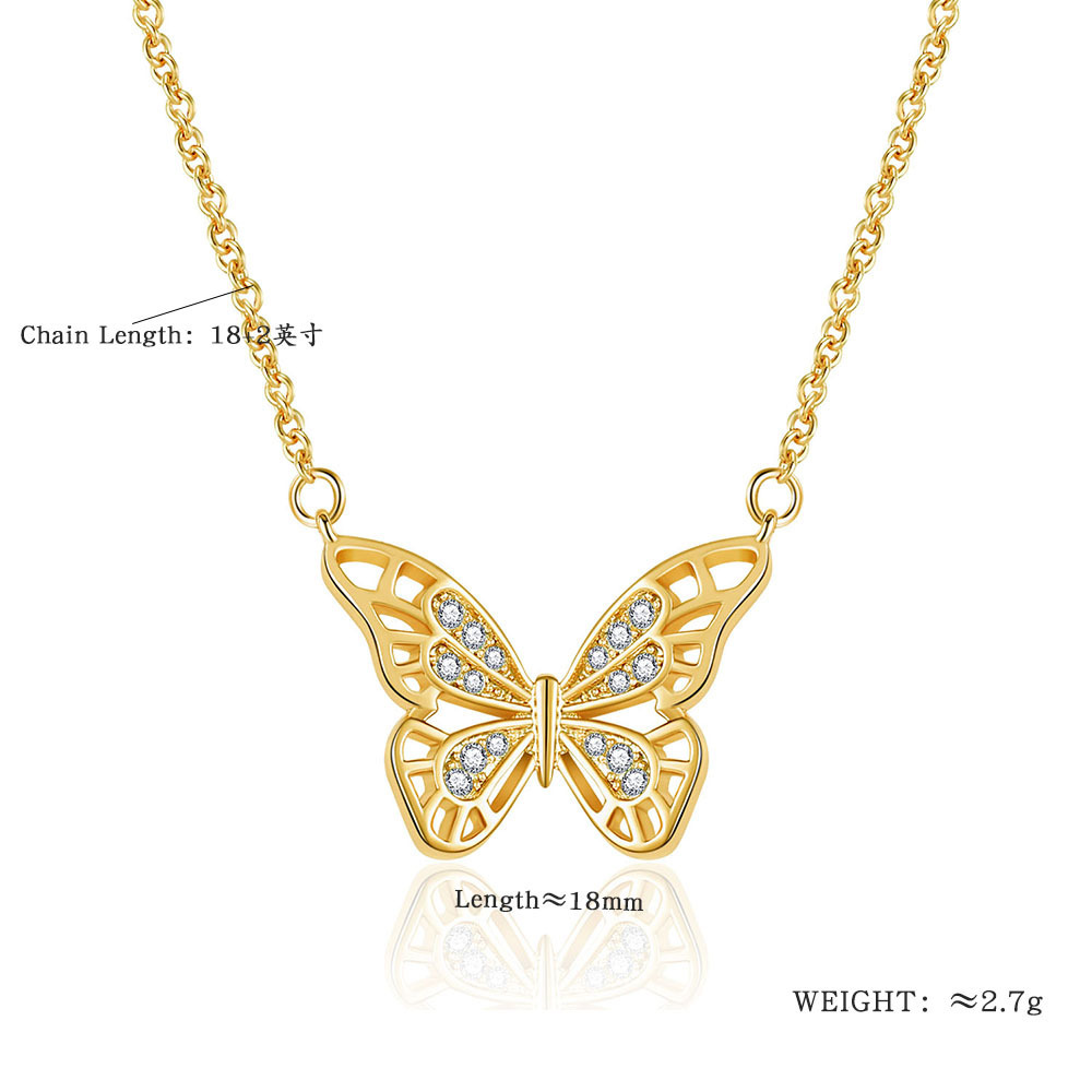 Copper Simple Style Butterfly Diamond Pendant Necklace display picture 8