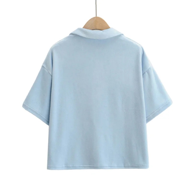 Loose Polo Collar Short Sleeve T-Shirt NSAC34399