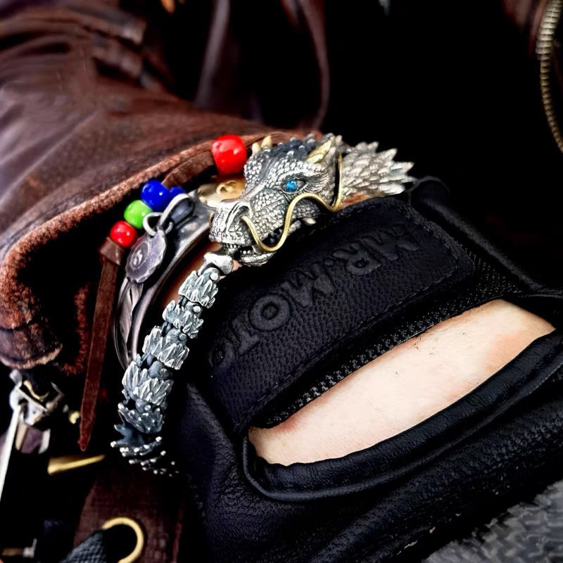 Dragon Pattern Retro Dragon Copper Men's Bracelets Men's Chain Bracelets