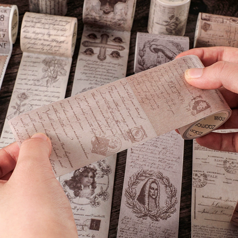 Retro paper tape ancient style, sticker, scheduler, European style, English