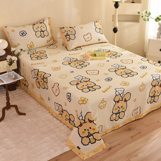 Class A Thickened Cotton Sanding Bed Sheet One-piece 100 Cotton Children's Fresh Flower Bed Sheet Pillowcase Three-piece Dormitory
