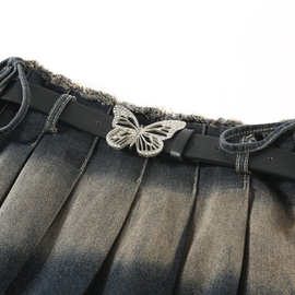 辣妹甜美炸街牛仔超短裙女百搭高腰显瘦修身设计感不规则百褶短裙